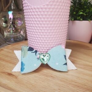 Heart Floral Shimmer Bow Straw Topper Tumbler
